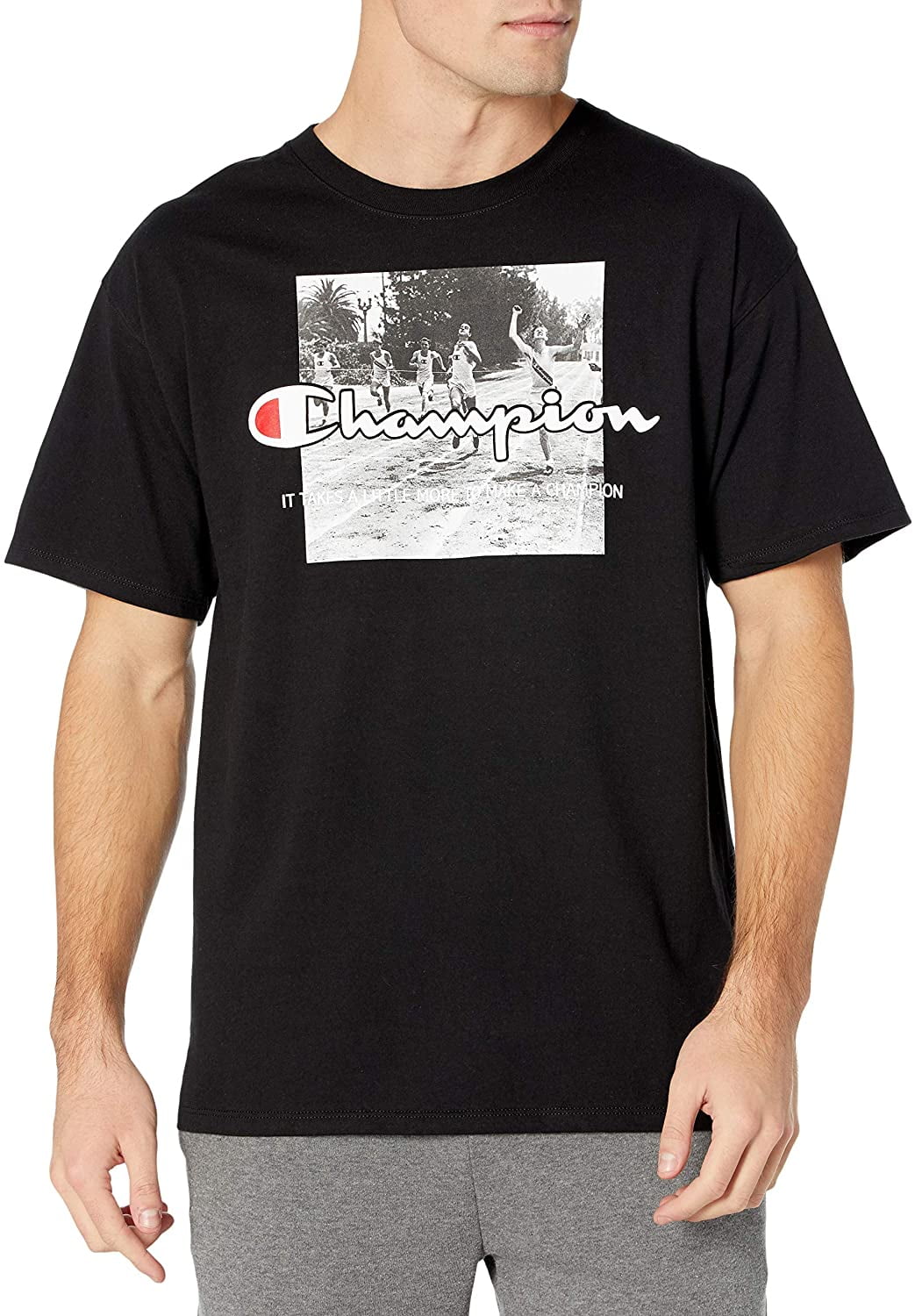 Champion Mens Classic Jersey Short-Sleeve Tee, XXL, Finish Line Black ...