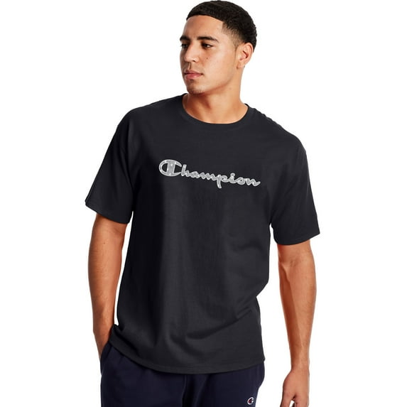 Champion Mens Classic Short-Sleeve Jersey Tee, S, Black