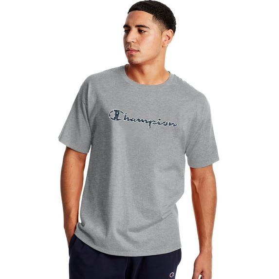 Champion Mens Classic Short-Sleeve Jersey Tee, S, Oxford Grey