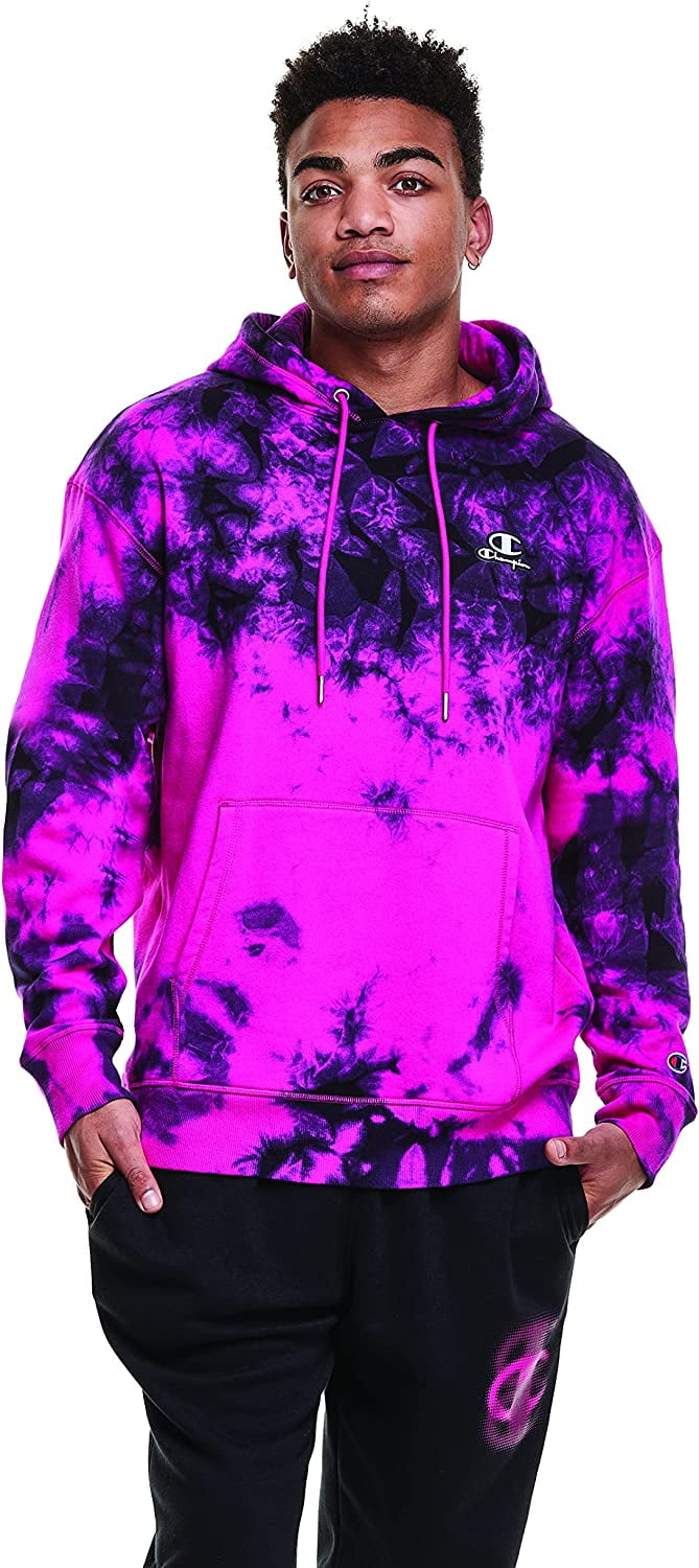Champion Mens Galaxy Dye Embroidered C Script Applique Hoodie PNK L