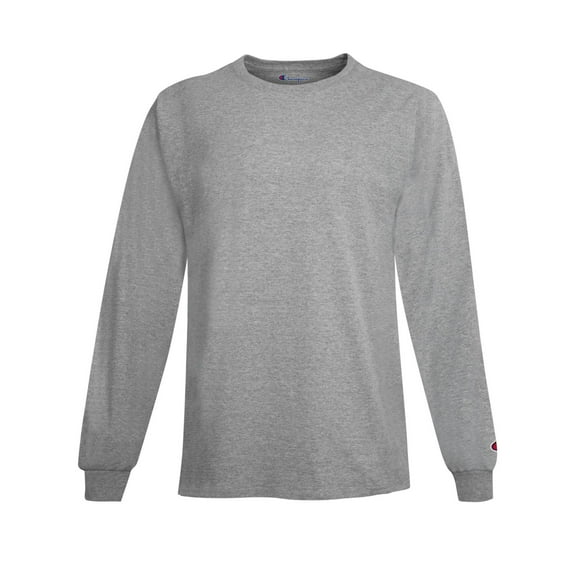 Champion Mens Long Sleeve Tee, 3XL, Light Steel