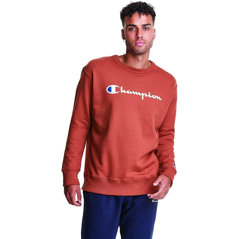 Champion men's stitched deals script fleece crew pullover