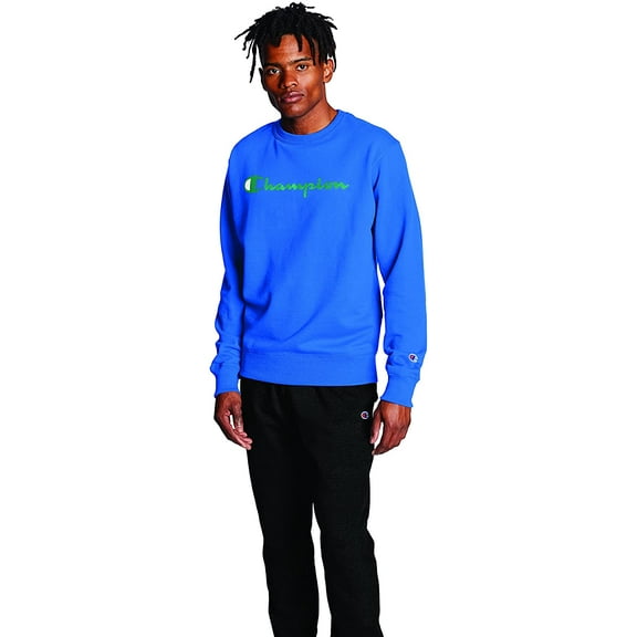 Champion Mens Powerblend Fleece Logo Sweatshirt,Balboa Blue,Medium