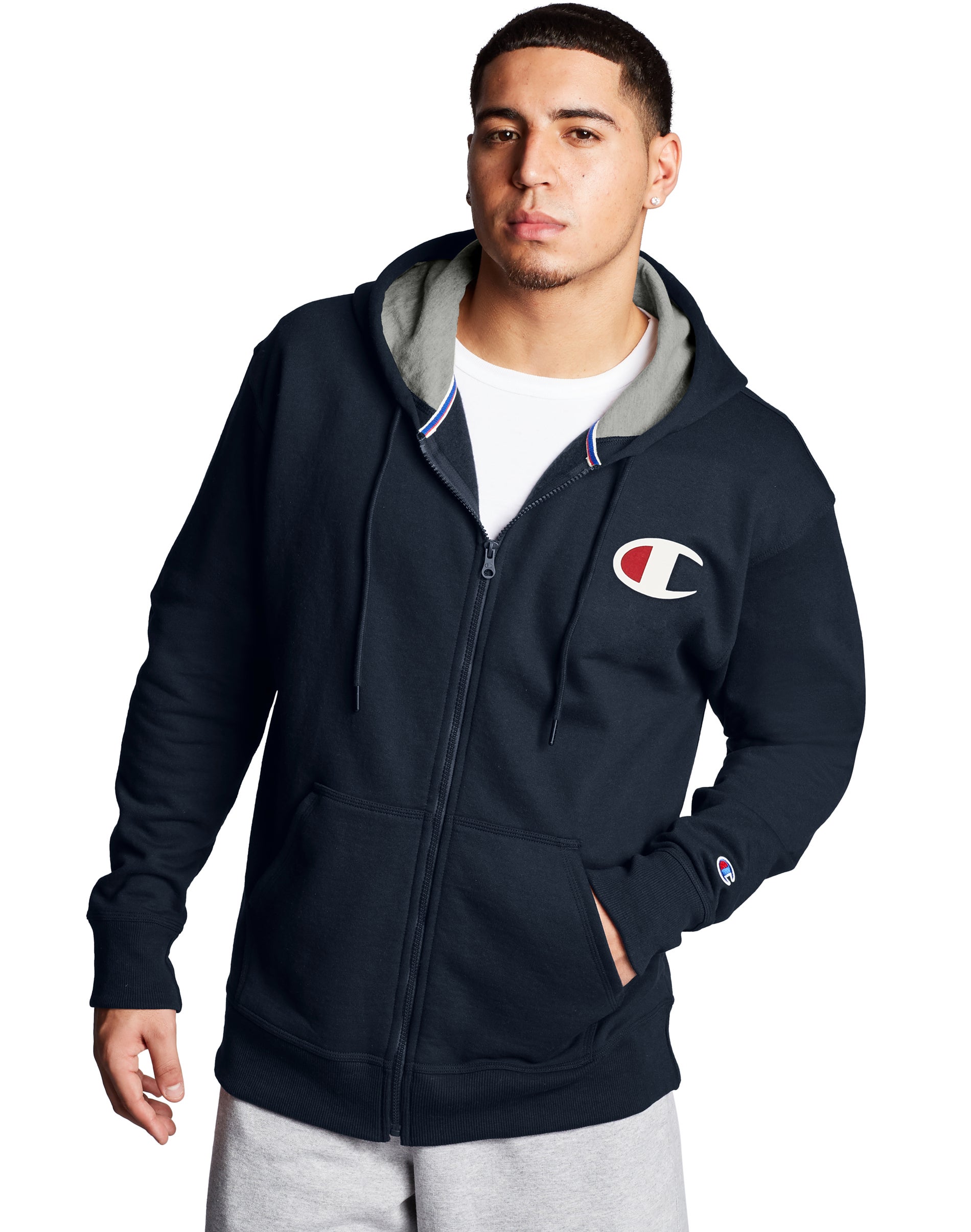 Champion Mens Powerblend Fleece Zip Hoodie, M, Courageous Red - Walmart.com