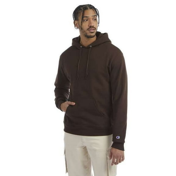 Champion Mens Powerblend Hooded Sweatshirt, 2XL, Chocolate Brown
