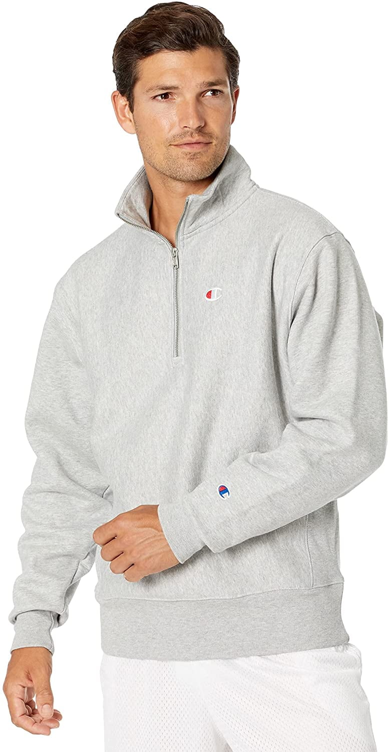 Champion Mens Reverse Weave 1 4 Zip Pullover Medium Oxford Gray Walmart