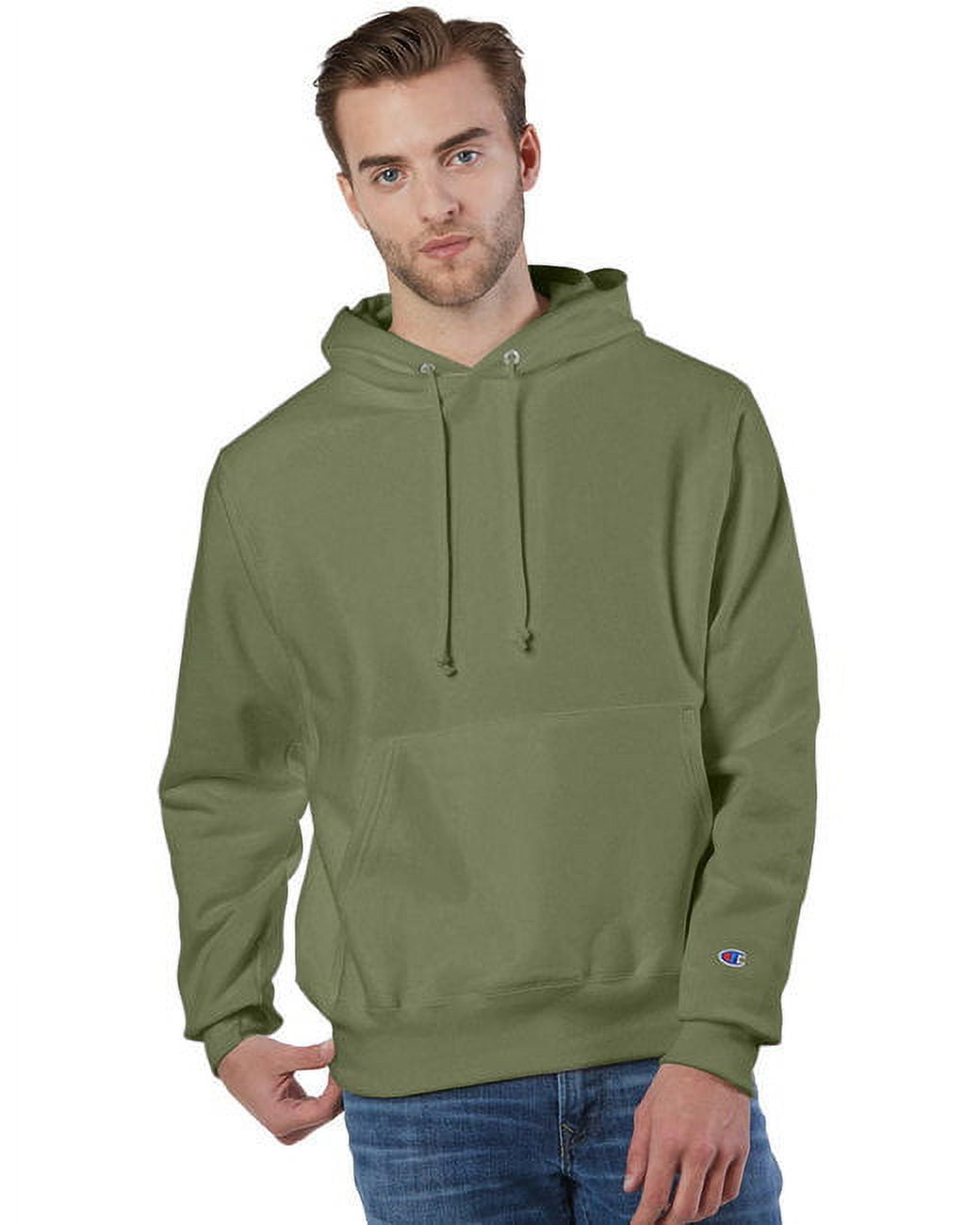 Champion Mens Reverse Weave Hooded Sweatshirt, 2XL, Fresh Olive - Main Image