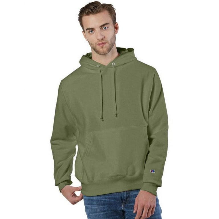Champion Mens Reverse Weave Hooded Sweatshirt, XL, Fresh Olive