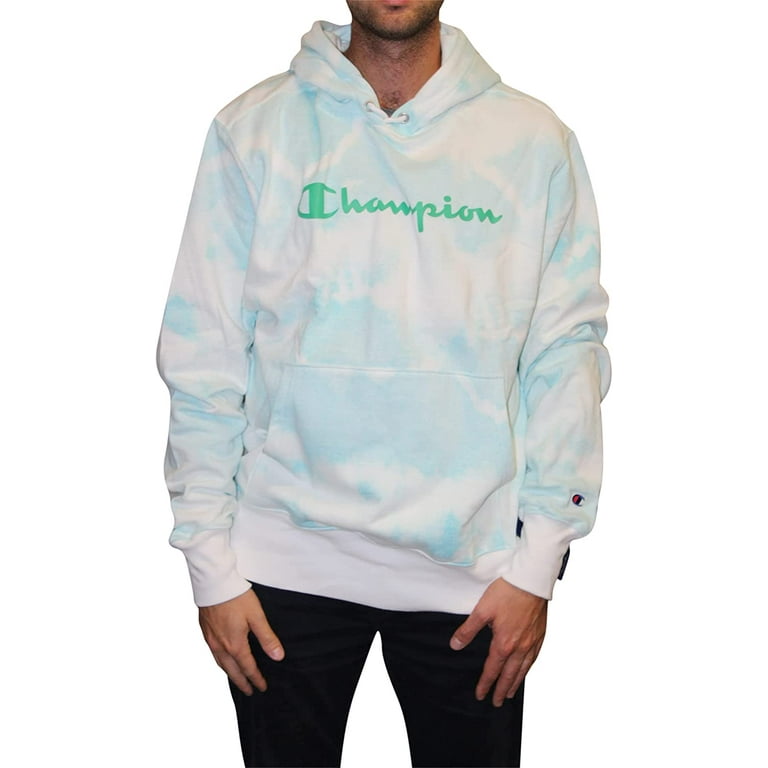 White and blue champion hoodie discount