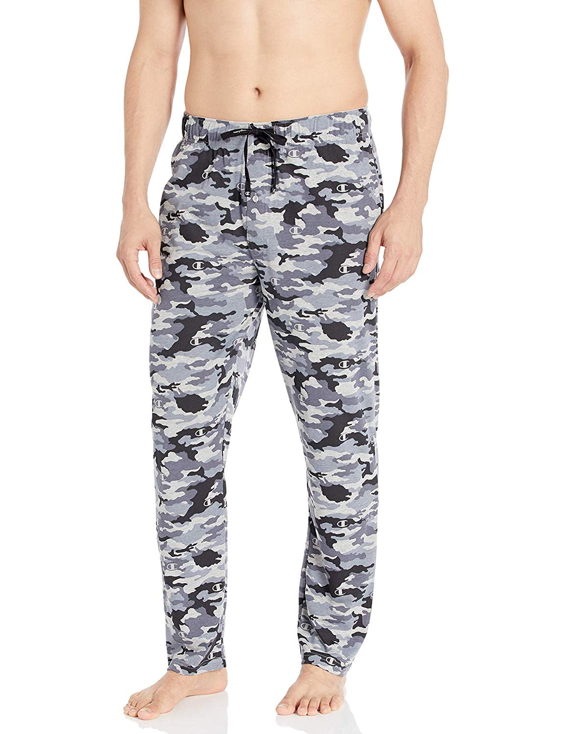 Champion Mens Sleep Pants L Grey Black Camo Print