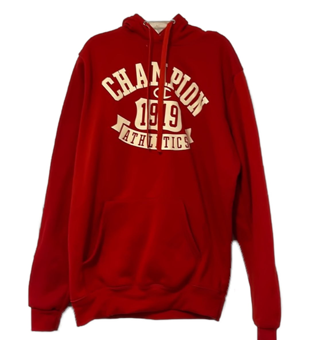 Champion Mens Spell Out Logo Reverse Weave Athletics Hoodie,Scarlet,X