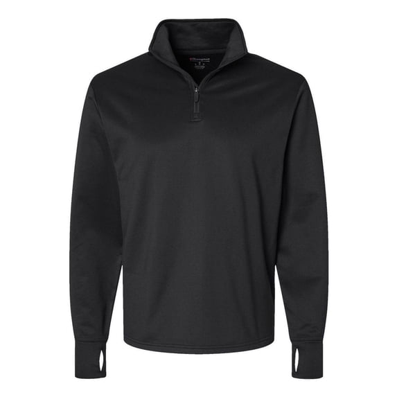 Champion Mens Sport Quarter-Zip Pullover, S, Black