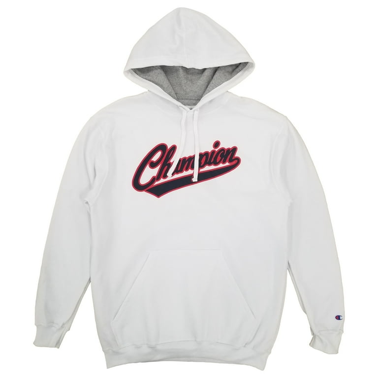 Champion Mens Tall Mens White Powerblend Fleece Pullover Hoodie