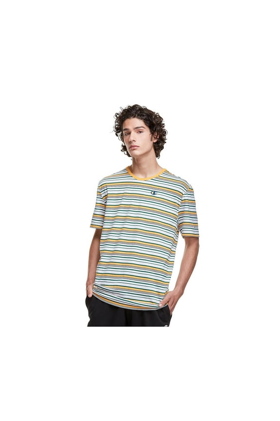 Cham Yarn Dye Striped Tee Mens Active Shirts & Tees Size L, Color: White/Green/Yellow