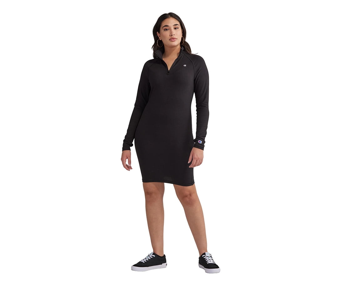 Champion Mock Zip Dress Womens Active Dresses Size Xs, Color: Black/White