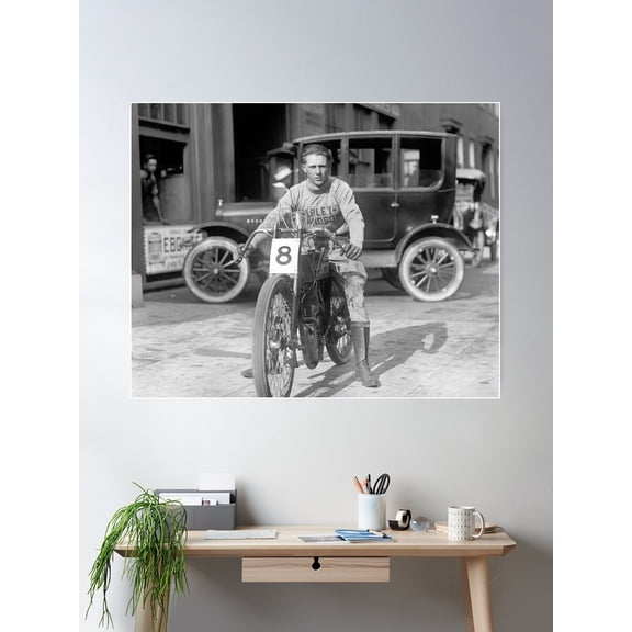 Champion Motorcycle Racer, 1922. Vintage Photo Poster Wall Art, Modern Wall Decor For Living Room Bedroom, 8x12 UNFRAMED