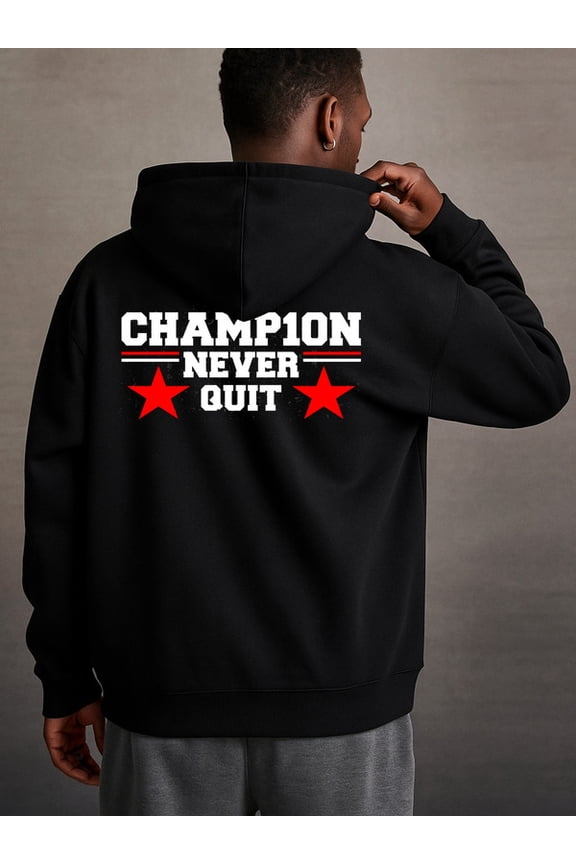 Champion Never Quit graphic hoodies game mens sweater hoodie black Hip-Hop Streetwear vintage halloween comfortable winter aesthetic gift interesting game Vintage Unisex hoodie