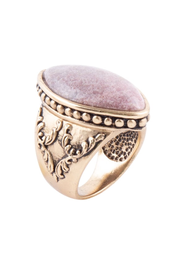Champion Pink Rhodonite Golden Cocktail Ring