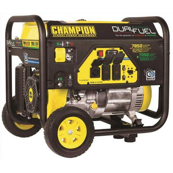 Champion Power Equipment 100592 6250 watts Gas & Propane Powered Dual-Fuel Portable Generator with CO Shield Technology