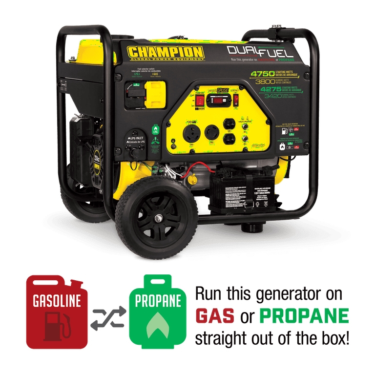 Champion Power Equipment 4750/3800-Watt Dual Fuel RV Ready Portable Generator with Electric Start Champion Power Equipment 4750/3800-Watt Dual Fuel RV Ready Portable Generator with Electric Start