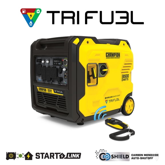 Champion Power Equipment 8500-Watt Wireless Remote Start Tri Fuel Ultra Quiet RV Ready Portable Inverter Generator with StartLINK and CO Shield