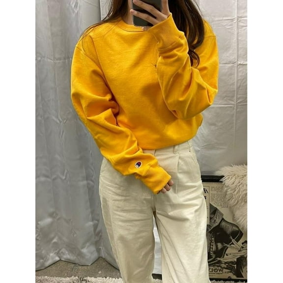 Champion PowerBlend Graphic Crew Team Gold GF88H YLC