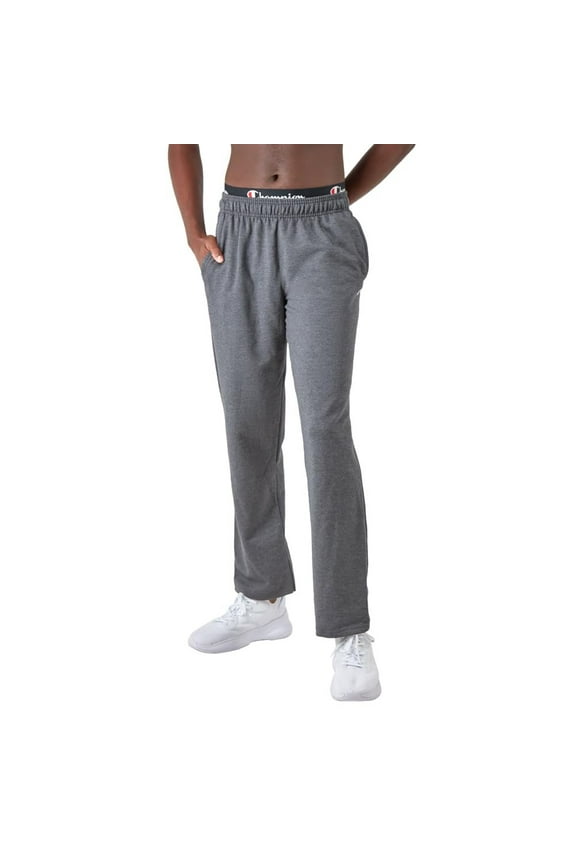 , Powerblend, Fleece Open-Bottom Sweatpants for Men Reg. or Big, Granite Heather C Patch Logo, Large Tall