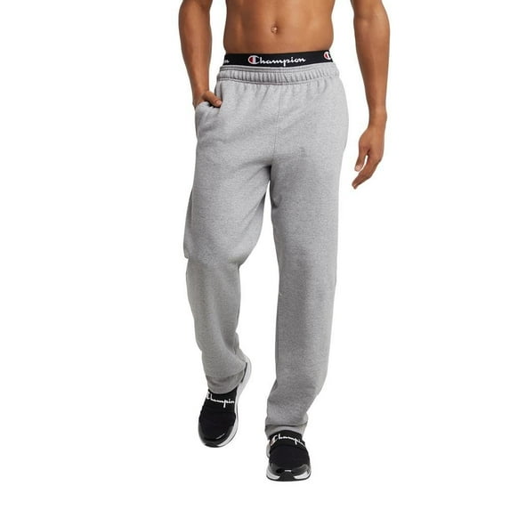 Champion, Powerblend, Fleece Open-Bottom Sweatpants for Men Reg. or Big, Oxford Gray C Patch Logo, XX-Large Tall