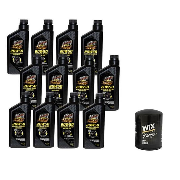 Champion Racing Synthetic Engine Oil, 20W50,12 Quart & Wix Filter