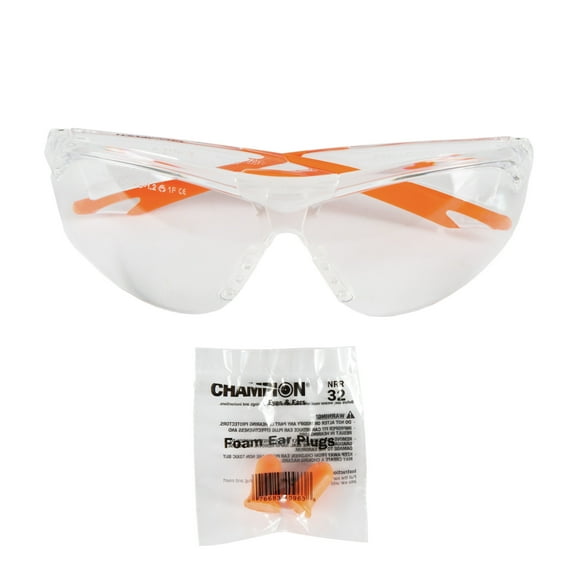 Champion Range and Target Eyes & Ear Plugs Combo, Orange/Clear