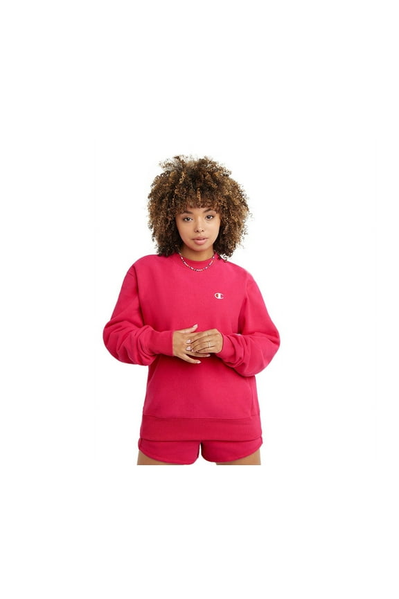 Reverse Weave Crewneck Womens Active Sweaters Size S, Color: Berry Pink