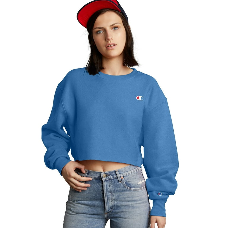 Champion Reverse Weave Cropped Cut Off Crew Men s Fit Blue Jay 2XL
