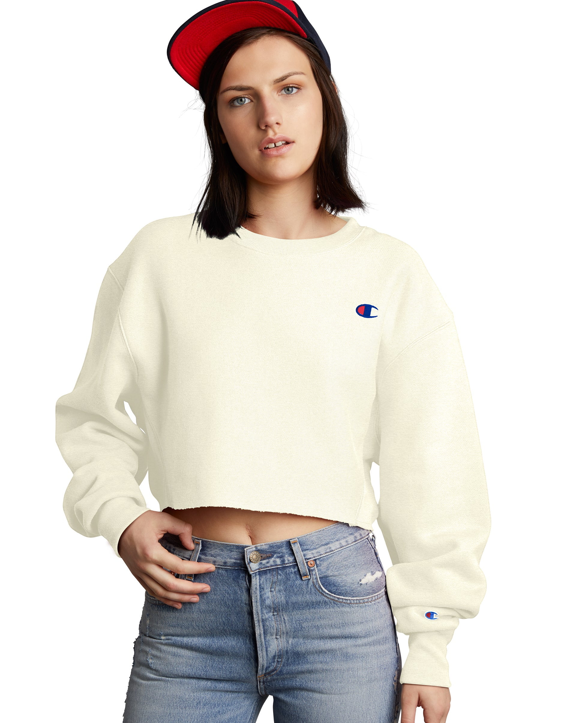 Champion life women's reverse weave cropped cut off crew sales