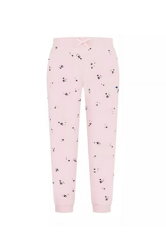 SHEER PALE PINK Big Girls' 'C' Logo Star Print Fleece Joggers, L