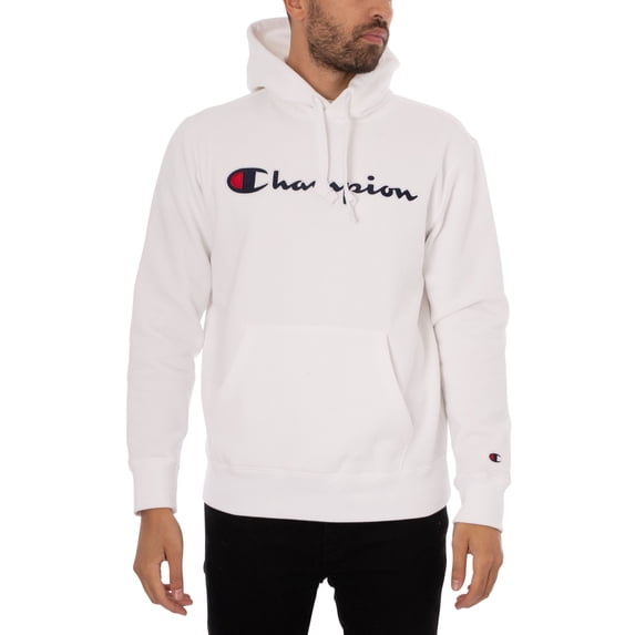 Champion Script Logo Embroidery Pullover Hoodie, White