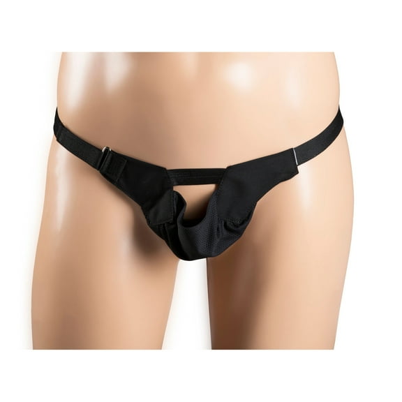 Champion Scrotal Suspensory, Breathable Supporter, Mesh Jock, Black, Large