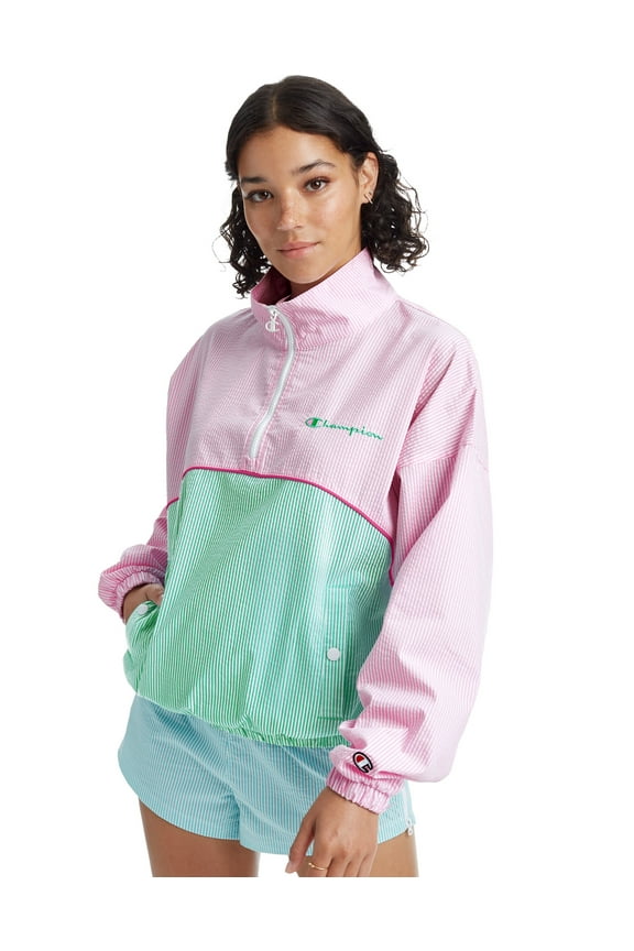 See R Sucker Popover Womens Jackets Size M, Color: Pink/White