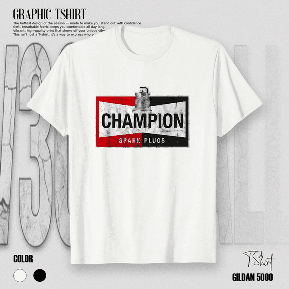 Champion Spark Plug Retro Auto Garage Mechanic Graphic Unisex T-Shirt up to size 5XL