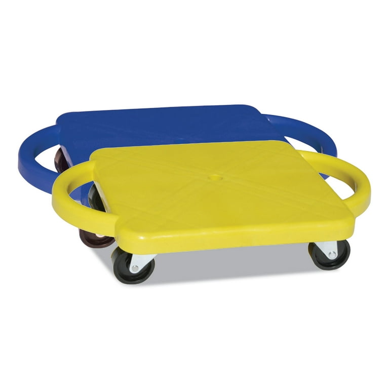 Scooter with Handles, Blue/Yellow, 4 Rubber Swivel Casters, Plastic, 12 x 12 Scooter with Handles, Blue/Yellow, 4 Rubber Swivel Casters, Plastic, 12 x 12