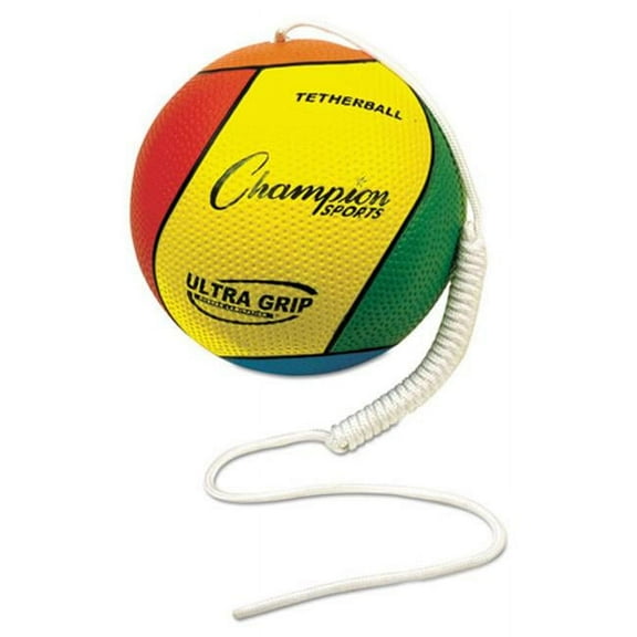 Champion Sport Ultra Grip Tether Ball, 5'' Diameter, Laminated Rubber, Yellow/Green/Blue/Red