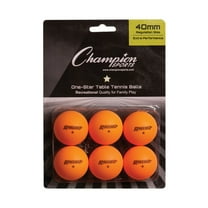 Champion Sports 1 Star Table Tennis Ball Pack - Orange Ping Pong Balls, Set of 6, with 40mm Seamless Design - Recreation Table Tennis Equipment, Accessories