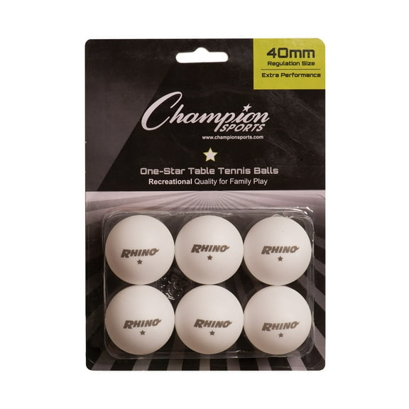 Champion Sports 1 Star Table Tennis Ball Pack - White Ping Pong Balls, Set of 6, with 40mm Seamless Design - Recreation Table Tennis Equipment, Accessories