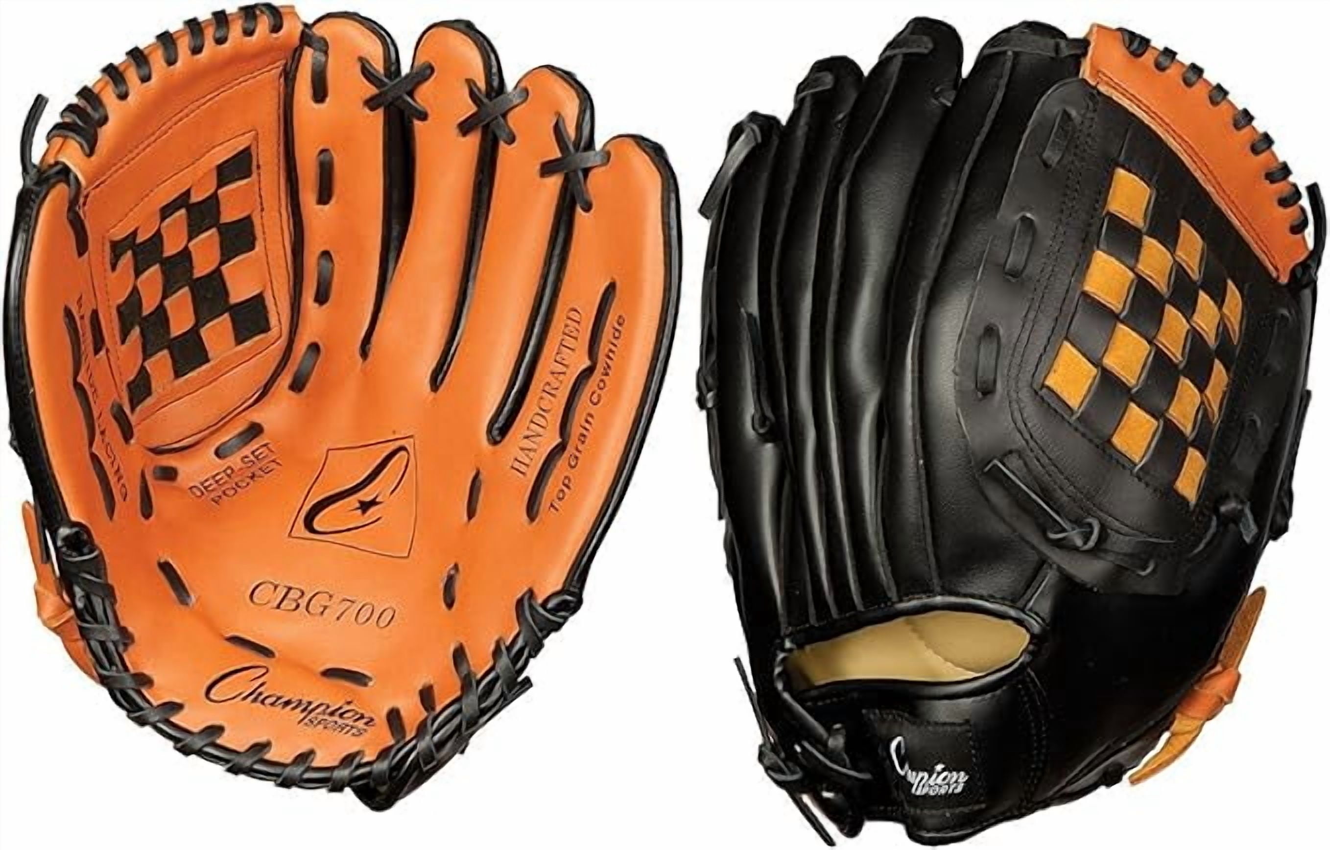 Champion Sports 10.5'' Fielder's Glove - Synthetic Leather Front and Back for Comfort Grip | Closed Basket Web and Conventional Back Design | Deep Set Pocket | Age: Elementary | Left-Handed Glove