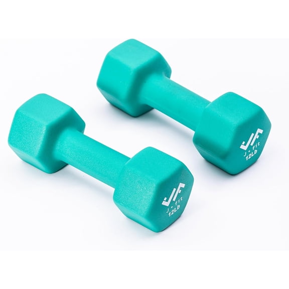 JFIT Dumbbell Pairs or Sets Neoprene & Vinyl Coated Hand Weights for Home Gym, Strength Training, Aerobics, Cardio Exercise and Fitness