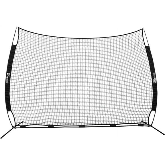Champion Sports Baseball and Lacrosse Backstop Net: Rhino Flex Goal Backstop Barrier Net - Portable Ball Stop and Barrier Netting with Carry Bag - 12' x 9', Black
