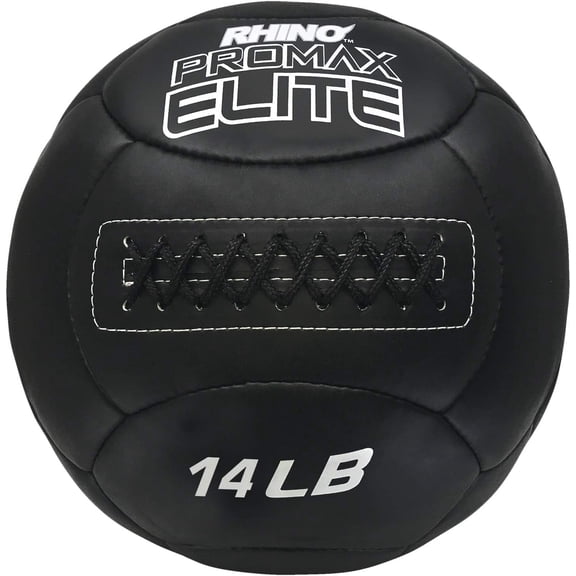 Champion Sports PRX14 Rhino Promax Elite Slam Balls, 14 lb, Soft Shell with Non-Slip Grip, Medicine Wall Exercise Ball for Weightlifting, Plyometrics, Cross Training, & Home Gym Fitness, Black