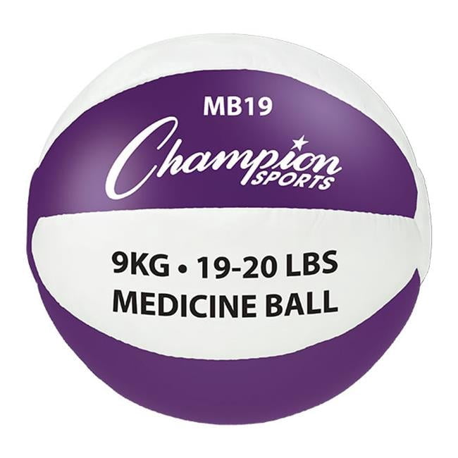 Champion Sports  19-20 lbs Leather Medicine Ball, Purple & White