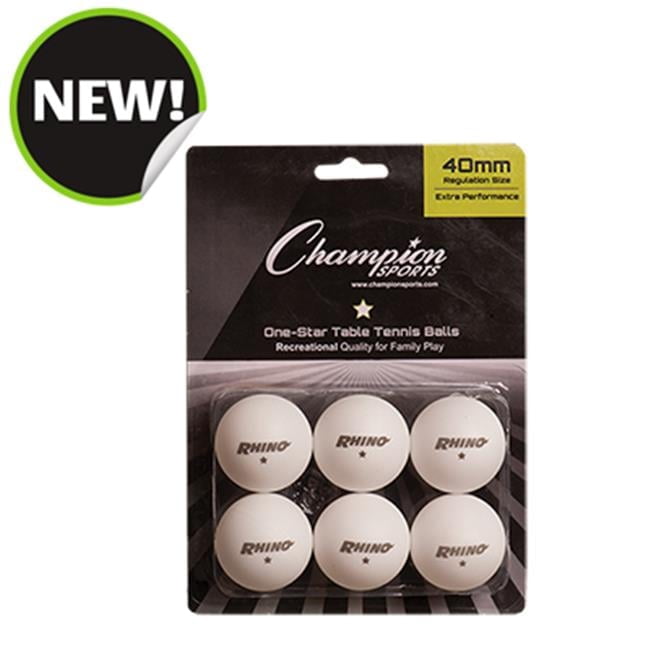 Champion Sports 1STAR6WH 8 x 5.75 x 1.5 in. 1 Star Table Tennis, White - 6 per Pack