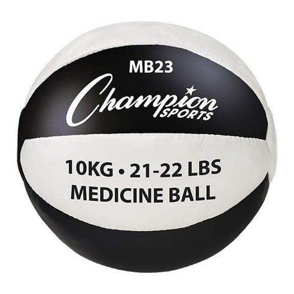 Champion Sports 21-22 lbs Leather Medicine Ball, Black & White