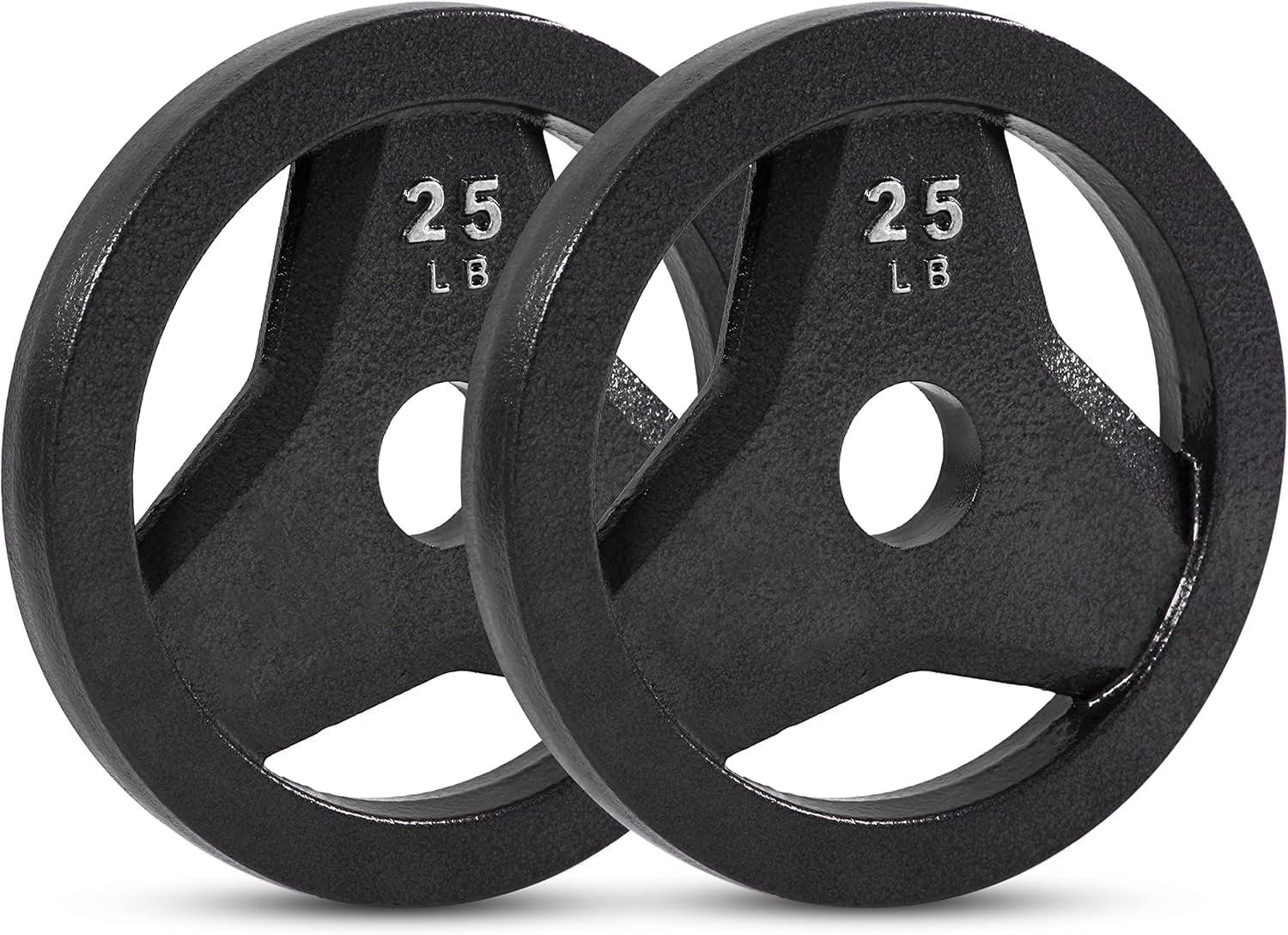 JFIT Cast Iron Olympic 2-Inch Grip Plate for Barbell, Set of 2 Plates, 25 LB